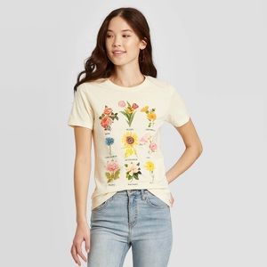 Botanical Flowers Short Sleeve Boho Graphic Tee